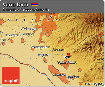 Physical Map of Verin Dvin