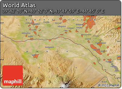 Satellite Map of the Area around 39° 57' 6" N, 44° 16' 29" E