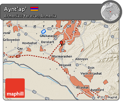 Shaded Relief Map of Aynt'ap'