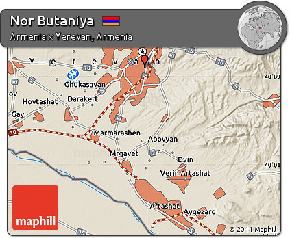 Shaded Relief Map of Nor Butaniya