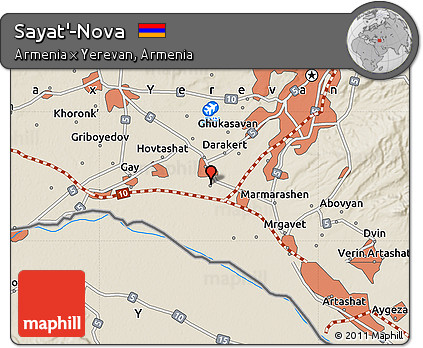 Shaded Relief Map of Sayat'-Nova