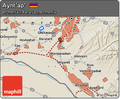 Shaded Relief Map of Aynt'ap'