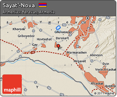Shaded Relief Map of Sayat'-Nova