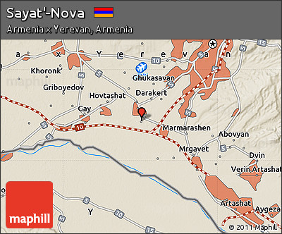 Shaded Relief Map of Sayat'-Nova