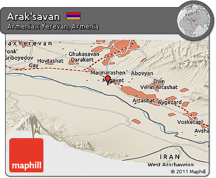 Shaded Relief Panoramic Map of Arak'savan