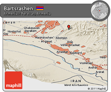 Shaded Relief Panoramic Map of Bartsrashen