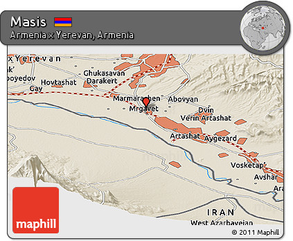 Shaded Relief Panoramic Map of Masis