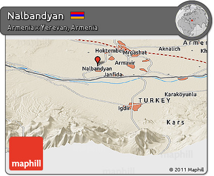 Shaded Relief Panoramic Map of Nalbandyan
