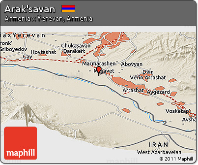 Shaded Relief Panoramic Map of Arak'savan