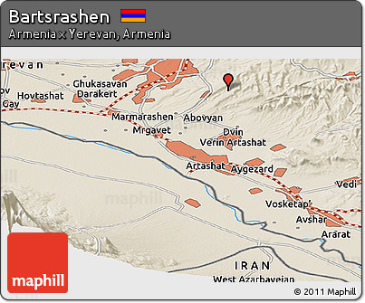 Shaded Relief Panoramic Map of Bartsrashen