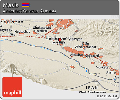 Shaded Relief Panoramic Map of Masis