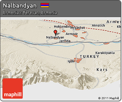 Shaded Relief Panoramic Map of Nalbandyan