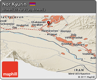 Shaded Relief Panoramic Map of Nor Kyurin