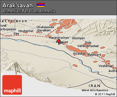 Shaded Relief Panoramic Map of Arak'savan