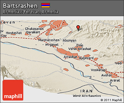 Shaded Relief Panoramic Map of Bartsrashen