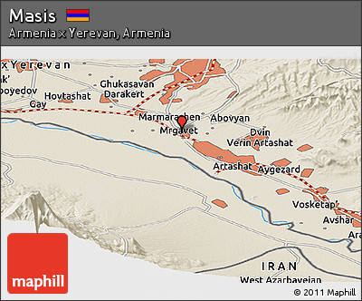 Shaded Relief Panoramic Map of Masis