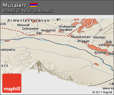 Shaded Relief Panoramic Map of Musalerr