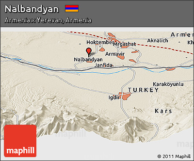 Shaded Relief Panoramic Map of Nalbandyan