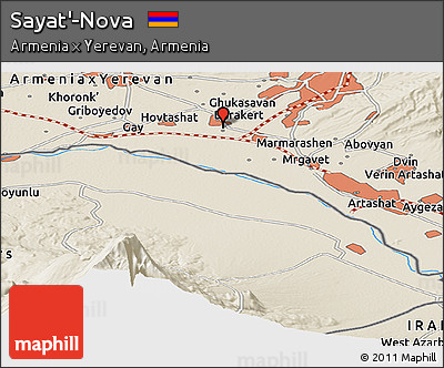 Shaded Relief Panoramic Map of Sayat'-Nova