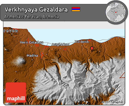Physical 3D Map of Verkhnyaya Gezaldara