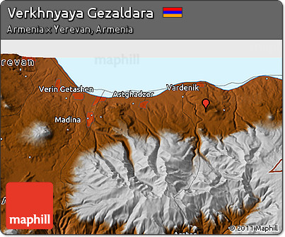 Physical 3D Map of Verkhnyaya Gezaldara