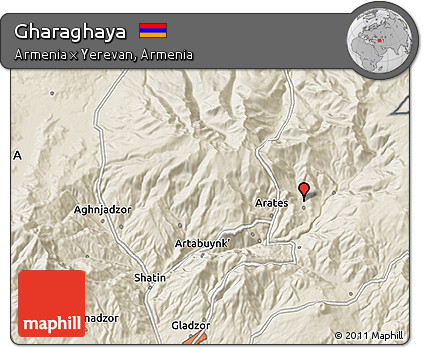 Shaded Relief 3D Map of Gharaghaya