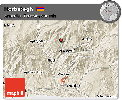Shaded Relief 3D Map of Horbategh