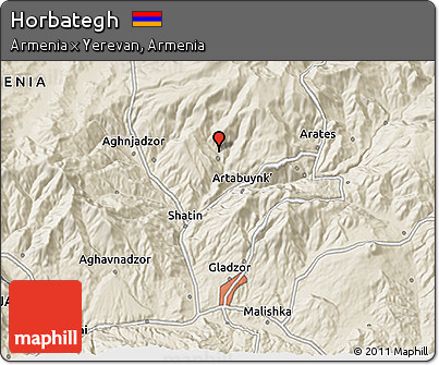 Shaded Relief 3D Map of Horbategh