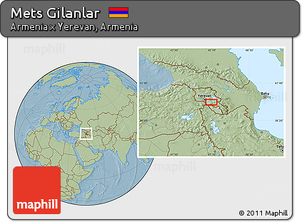 Savanna Style Location Map of Mets Gilanlar, hill shading