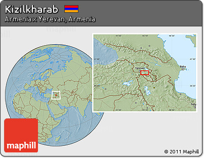 Savanna Style Location Map of Kizilkharab, hill shading