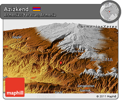 Physical Panoramic Map of Azizkend