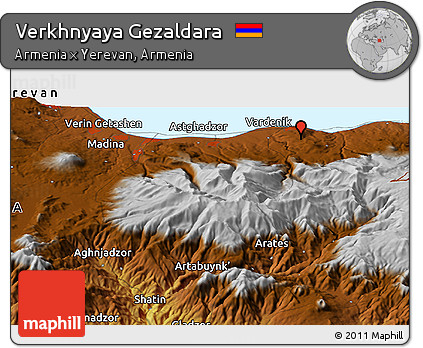 Physical Panoramic Map of Verkhnyaya Gezaldara