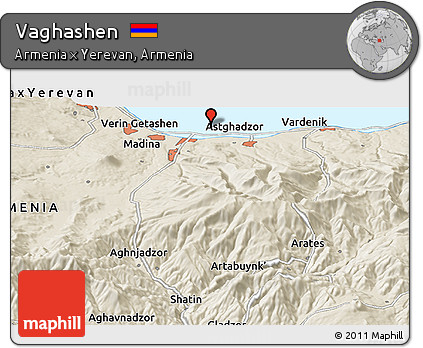 Shaded Relief Panoramic Map of Vaghashen