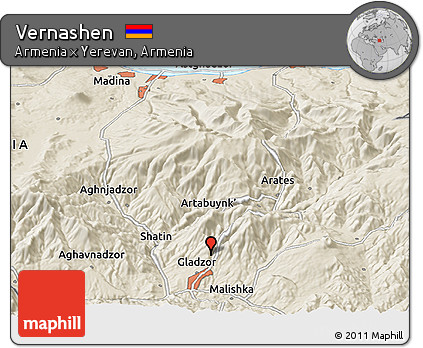 Shaded Relief Panoramic Map of Vernashen