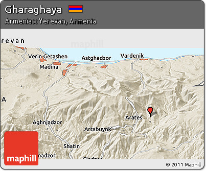 Shaded Relief Panoramic Map of Gharaghaya