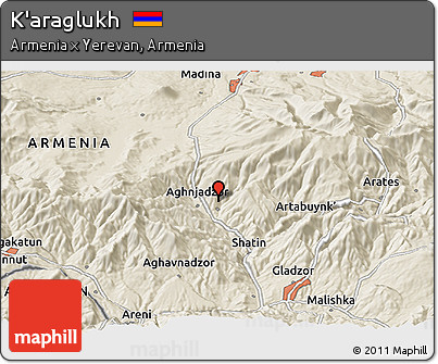 Shaded Relief Panoramic Map of K'araglukh