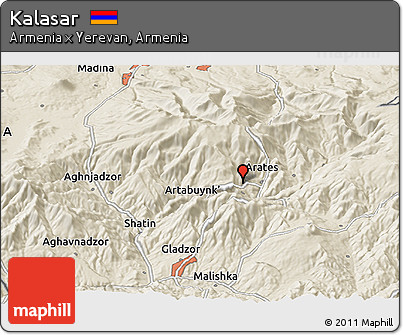 Shaded Relief Panoramic Map of Kalasar