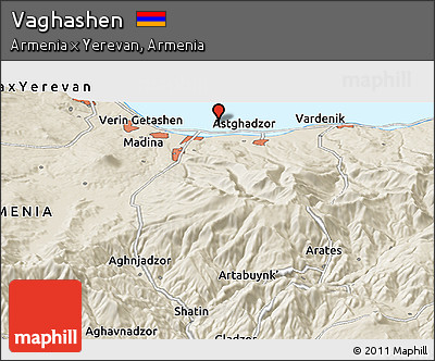 Shaded Relief Panoramic Map of Vaghashen
