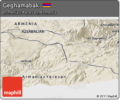 Shaded Relief Panoramic Map of Geghamabak
