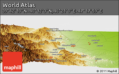 Physical Panoramic Map of the Area around 39° 57' 6" N, 46° 49' 30" E