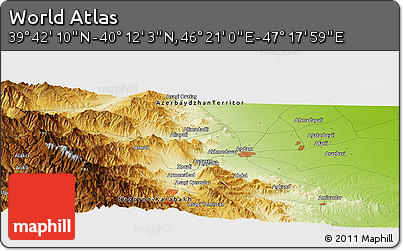 Physical Panoramic Map of the Area around 39° 57' 6" N, 46° 49' 30" E