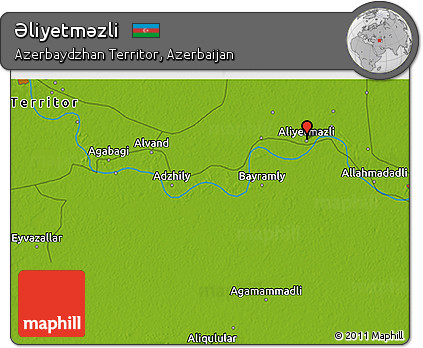 Physical 3D Map of Əliyetmǝzli