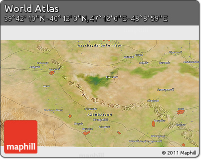 Satellite 3D Map of the Area around 39° 57' 6" N, 47° 40' 29" E