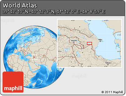 Shaded Relief Location Map of the Area around 39° 57' 6" N, 47° 40' 29" E