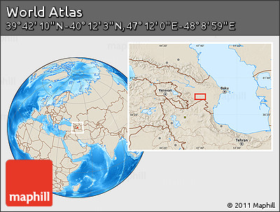 Shaded Relief Location Map of the Area around 39° 57' 6" N, 47° 40' 29" E