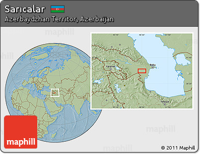 Savanna Style Location Map of Sarıcalar, hill shading