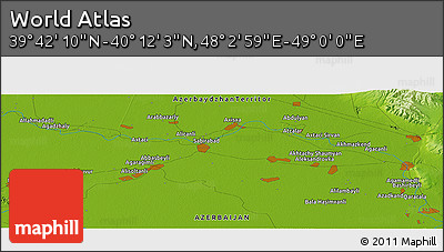 Physical Panoramic Map of the Area around 39° 57' 6" N, 48° 31' 29" E