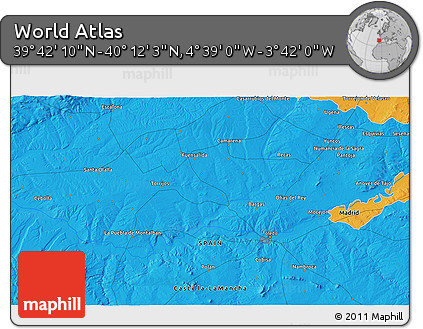 Political 3D Map of the Area around 39° 57' 6" N, 4° 10' 30" W