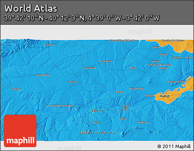 Political 3D Map of the Area around 39° 57' 6" N, 4° 10' 30" W