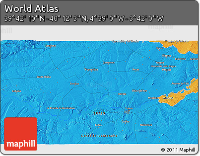 Political 3D Map of the Area around 39° 57' 6" N, 4° 10' 30" W